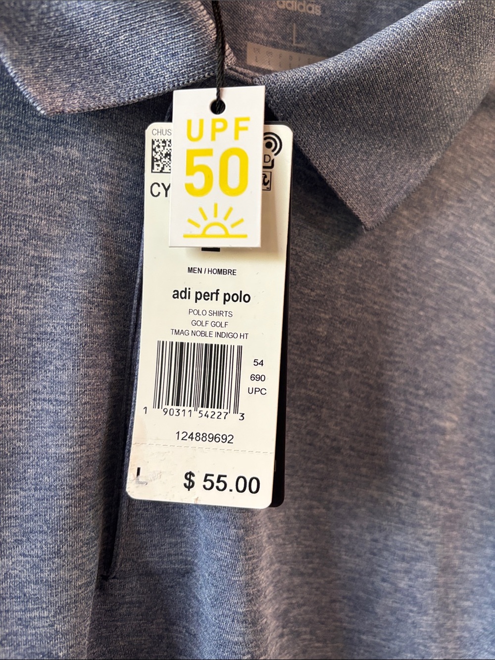 Adidas Men’s Heather blue Polo Shirt - Picture 7 of 7